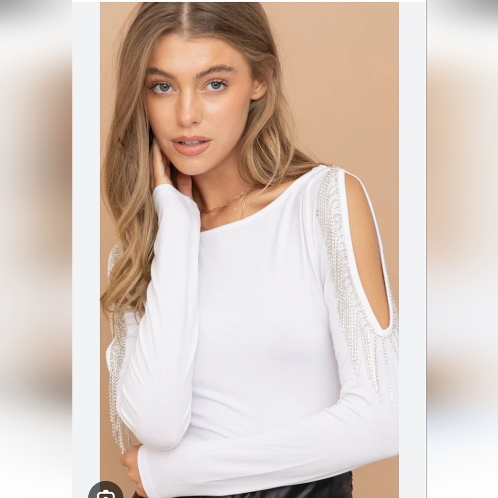 NWOT BiBi Rhinestone Sleeve Top
